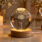 Custom Birth Month Flowers LED Night Light – Personalized Crystal Ball