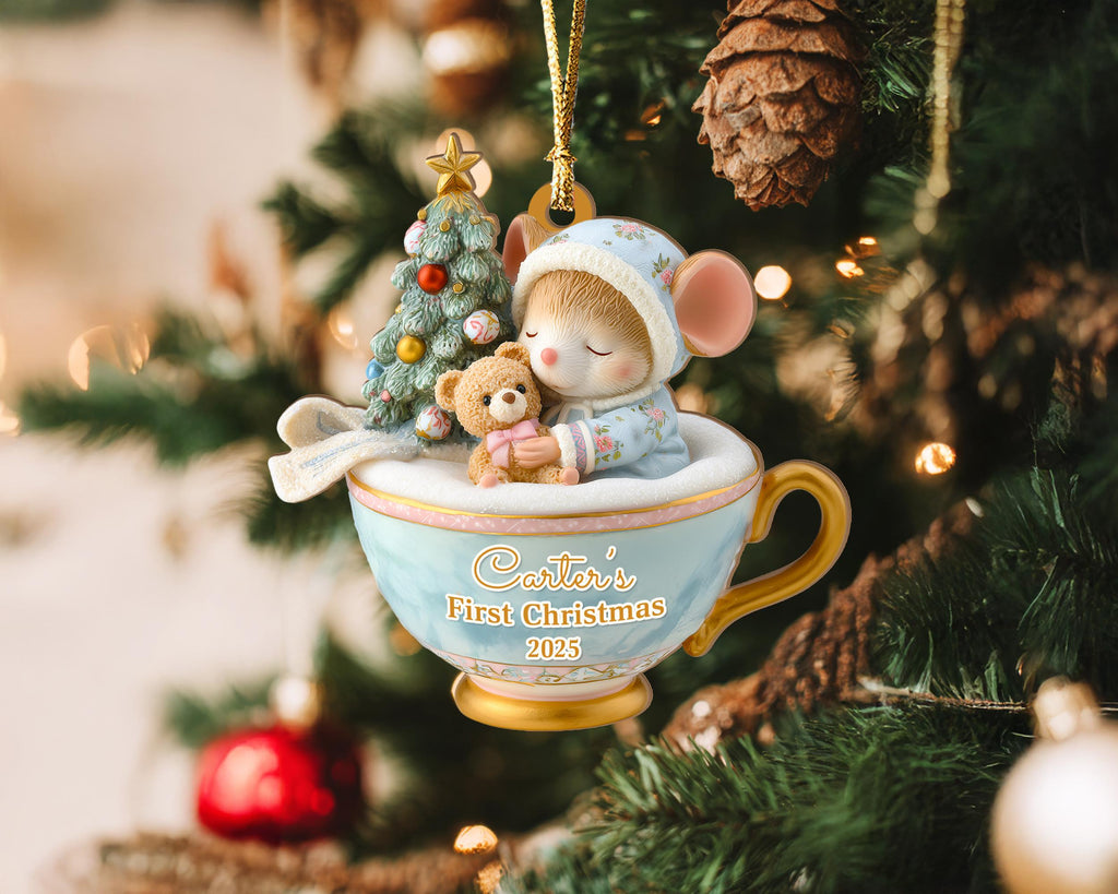 Personalized Baby's 1st Christmas Ornament, Newborn Ornament, Baby's First Christmas Gift, New Baby Ornament, Baby Shower Gift, Xmas Decor