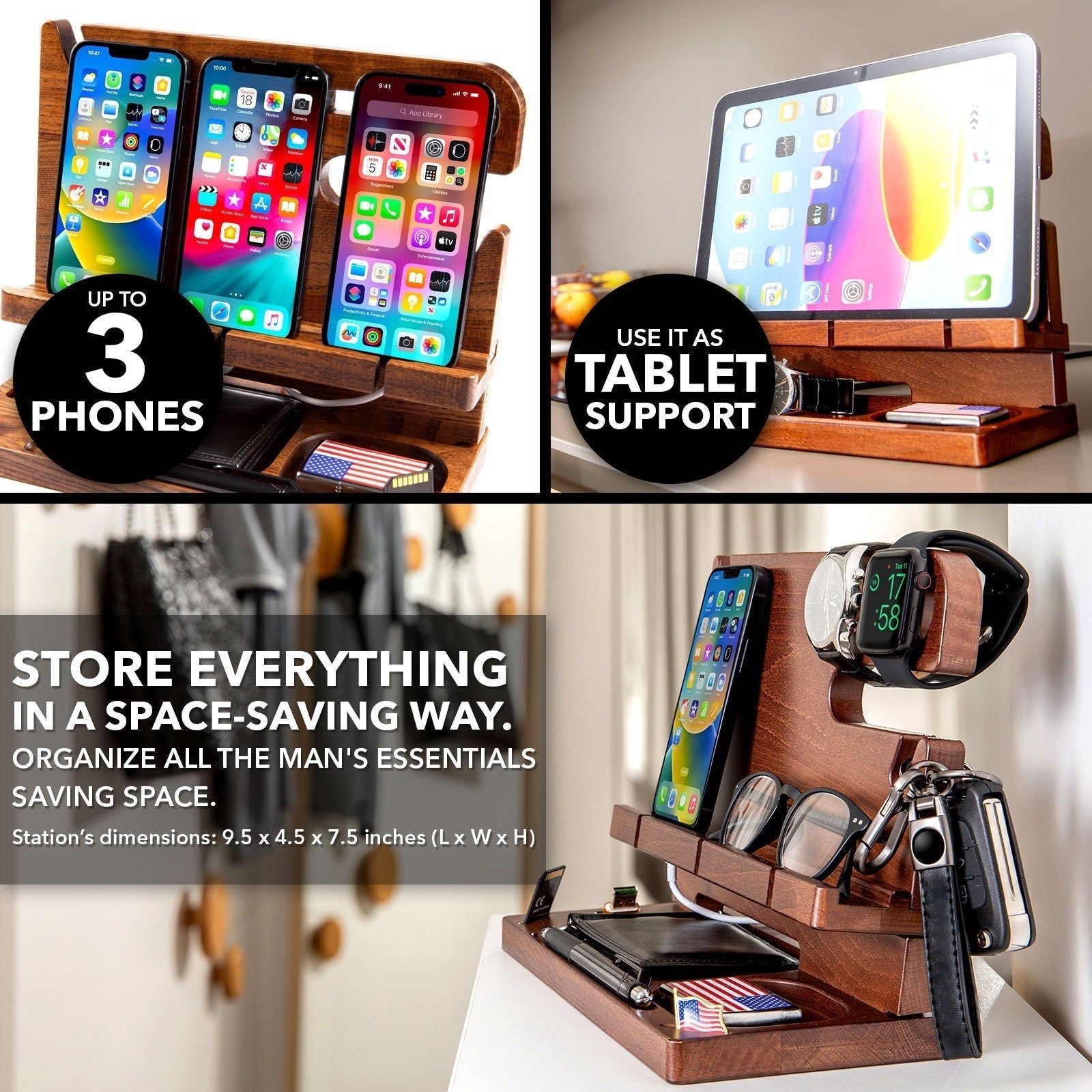 Personalized docking station,perfect for Birthday gift for best friend,Gift for men on valentine s day,Cool gift for dad and Fathers gift