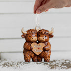Highland Cowl Couple Acrylic Ornament,Personalized Name Christmas Gift For Couples,Keepsake Christmas 2025,Gift For Her,For Boy,Couple Gift