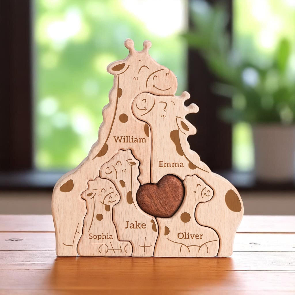 Personalised Giraffe Family Puzzle, Mothers Day Gift, Anniversary, Baby Shower, Home Decor, Safari Nursery Decor, Kids Room, New Mummy Ideas