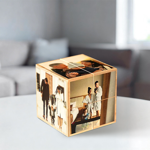 Custom Photo Cube, Photo Cube Album, Wooden and personalized, gift for him her