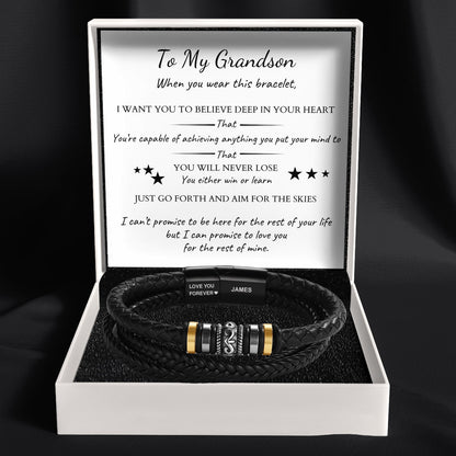 To My Grandson – ‘Love You Forever’ Personalised Name Bracelet