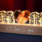 Custom MOM Light with Floral Design and Photo Heart