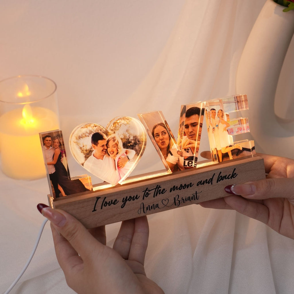 Personalized Couple Photo Collage Night Light, Custom Valentines Day Gift, Gift for Couple