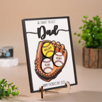 We Caught The Best Dad Baseball & Softball Personalized 2-Layer Wooden Plaque Custom Kid's Name – Perfect Gift for Husband and Dad