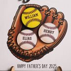 We Caught The Best Dad Baseball & Softball Personalized 2-Layer Wooden Plaque Custom Kid's Name – Perfect Gift for Husband and Dad
