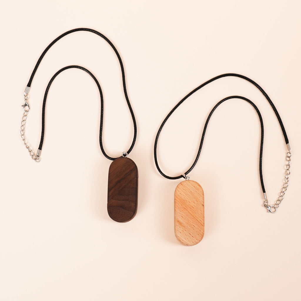 Hidden Magnetic Wooden Locket Necklace with Secret Compartment