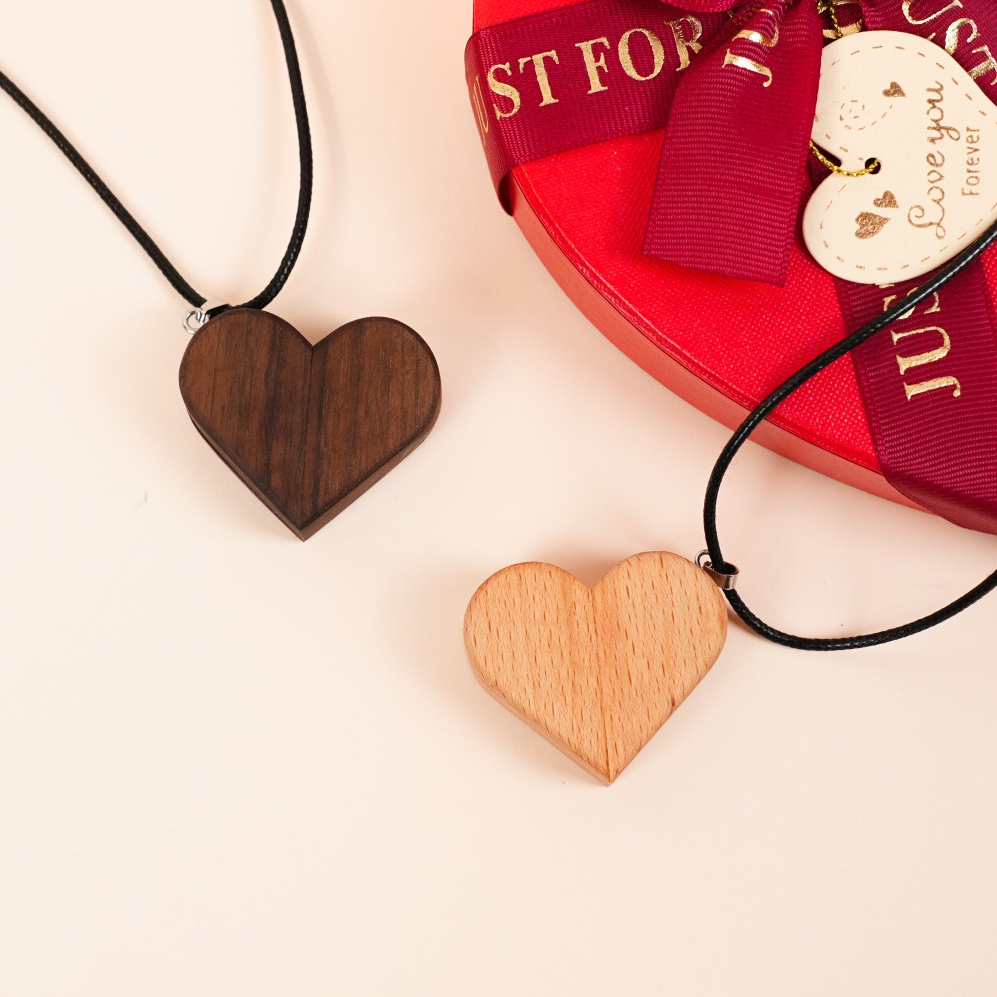 Hidden Magnetic Wooden Locket Necklace with Secret Compartment