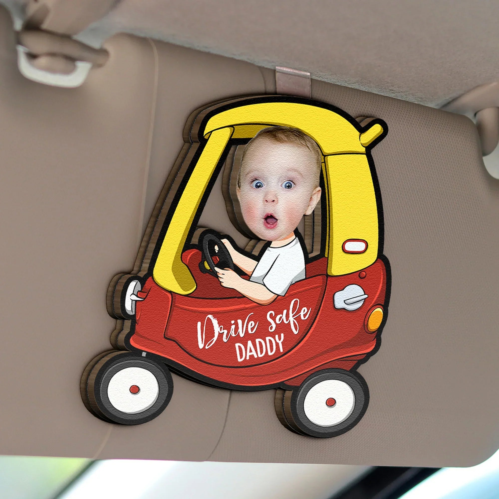 Drive Safe Reminder - Personalized Wooden Photo Car Visor Clip
