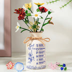 God Says I Am Name Letter In Bible - Personalized Vase With Glass Birth Month Flowers