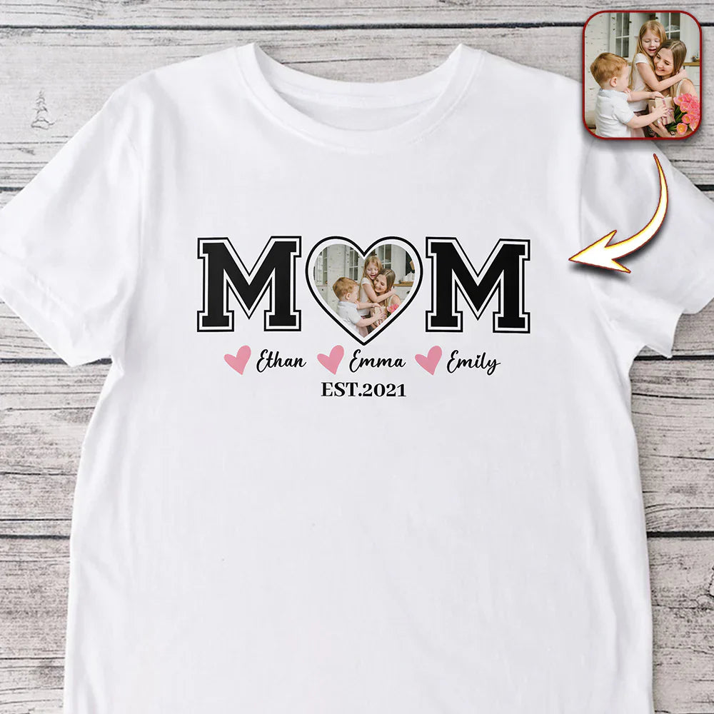 Custom Kid Name Personalized White Shirt For Mom, Mother Day Gift