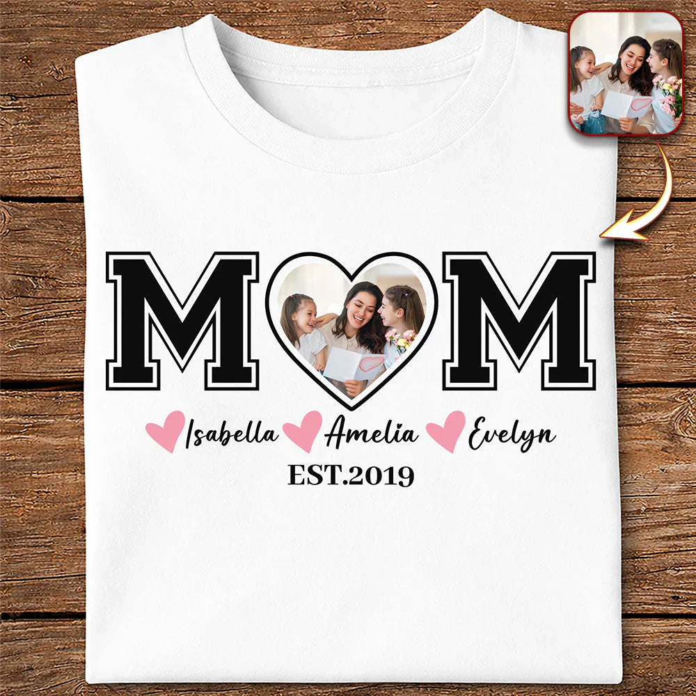 Custom Kid Name Personalized White Shirt For Mom, Mother Day Gift
