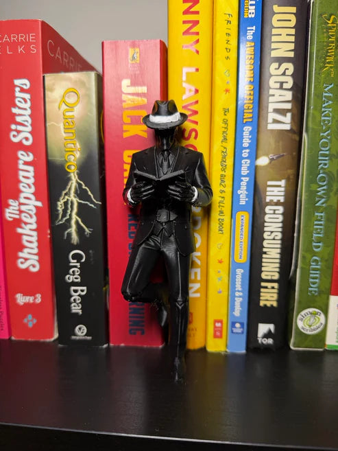 Skulduggery Skeleton Detective Bookend - Gothic Bookshelf Decor & Gift