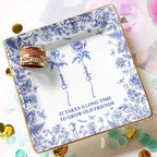It Takes A Long Time To Grow An Old Friend, Bestie Toile De Jouy - Personalized Jewelry Dish, Gift For Friend