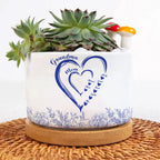 Mom Grandma Hearts Custom Kids' Names - Personalized Ceramic Plant Pot
