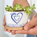 Mom Grandma Hearts Custom Kids' Names - Personalized Ceramic Plant Pot