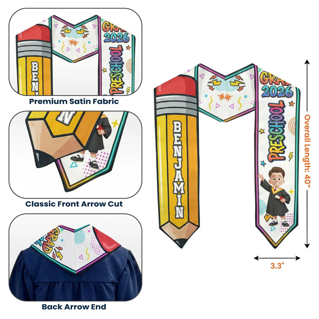 Preschool Kindergarten Graduation - Personalized Graduation Stole
