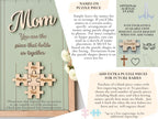 Mom Puzzle Sign, Mother's Day Gift, Custom Engraved Wood Sign, Piece That Holds Us Together, Grandma Gift, Personalized