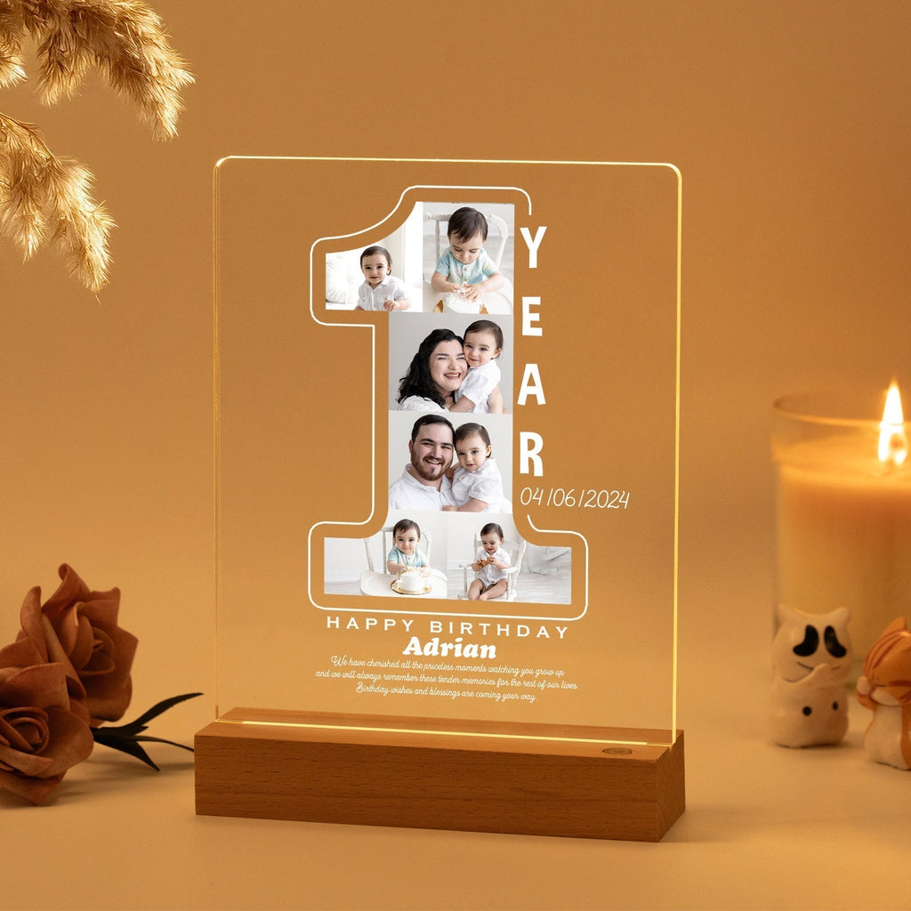 Custom Kids Birthday LED Photo Plaque – Personalized Age & Name