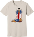 We'll Put A Boot in Your Ass Shirt, Patriotic USA T-Shirt, Country Music Graphic Tee, Red White Blue Apparel, Funny 4th of July Tee, Cowgirl Boots, USA Pride Shirt, Funny Southern Outfit