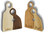 Cutting board figures with heart personalized from different types of wood wedding gift, couple gift for Valentine's Day, Mother's Day gift