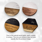 Custom Marble Wooden Coaster, Wedding Favors Bulk Engraved Coasters, Personalized Gift for Housewarming, Anniversary, Gifts for Newlyweds