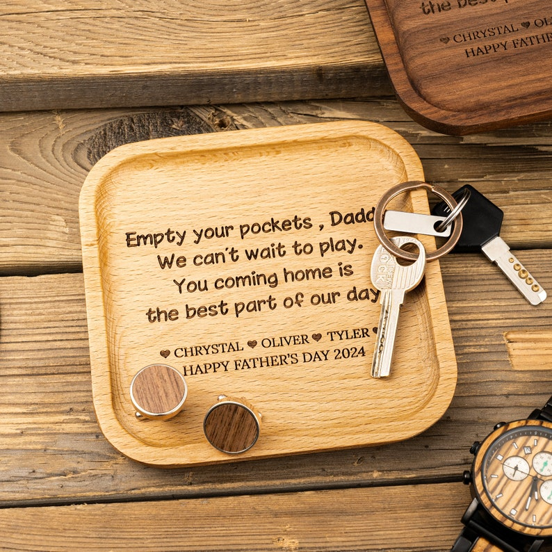 Personalized Valet Tray for Dad, Father's Day Gift, Catch All Table Tray, Birthday Gifts for Dad, Custom Valet Tray, Engraved Key Tray