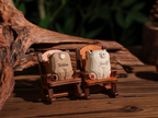 Custom Name Wooden Bears Sculpture, Handmade Wooden Animal Figurine, Home Decor, Wood Pet Figurine, Birthday Gift, Handmade Wooden Gift
