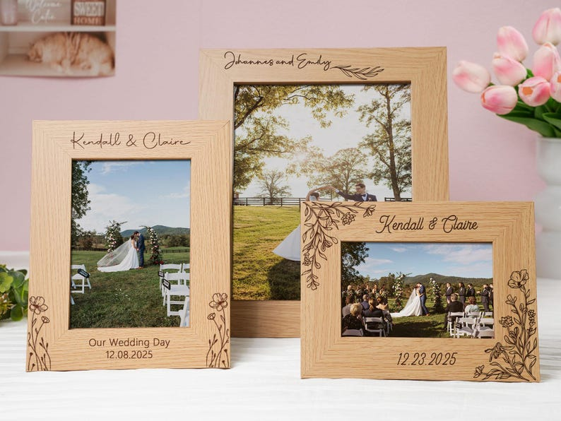 Personalized Wedding Photo Frame,Custom Engraved Picture Frame,Photo Frame Gift For Couples,Wedding Photo Frame,Anniversary Gift Home Decor
