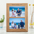 Oak Double Aperture 6"x4" or 7"x5" Personalised Photo Frame / Wedding Photo Frame / Gifts for Couples Frame / Split Photo Frame
