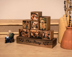 Custom Wooden Photo Blocks Collage – Stackable Wood Photo Block Set, Family & Personalized Picture Gift