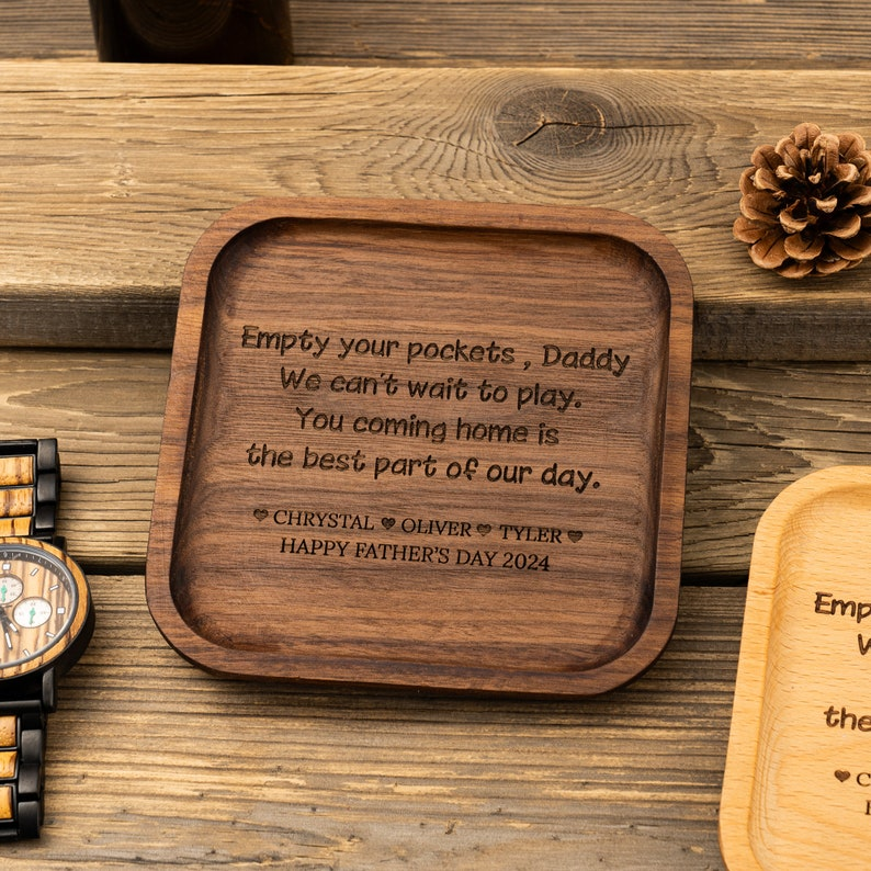 Personalized Valet Tray for Dad, Father's Day Gift, Catch All Table Tray, Birthday Gifts for Dad, Custom Valet Tray, Engraved Key Tray