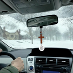 Car Hanging Ornament Blessing Pendant Crosses Ornament Religious Symbol For Mirror Mounting And Devotional