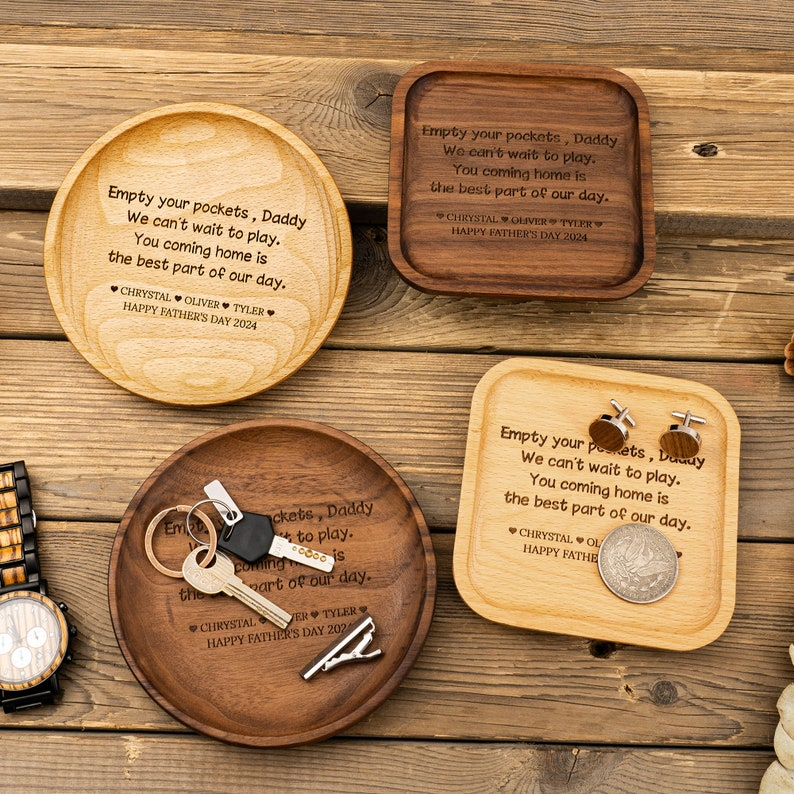 Personalized Valet Tray for Dad, Father's Day Gift, Catch All Table Tray, Birthday Gifts for Dad, Custom Valet Tray, Engraved Key Tray