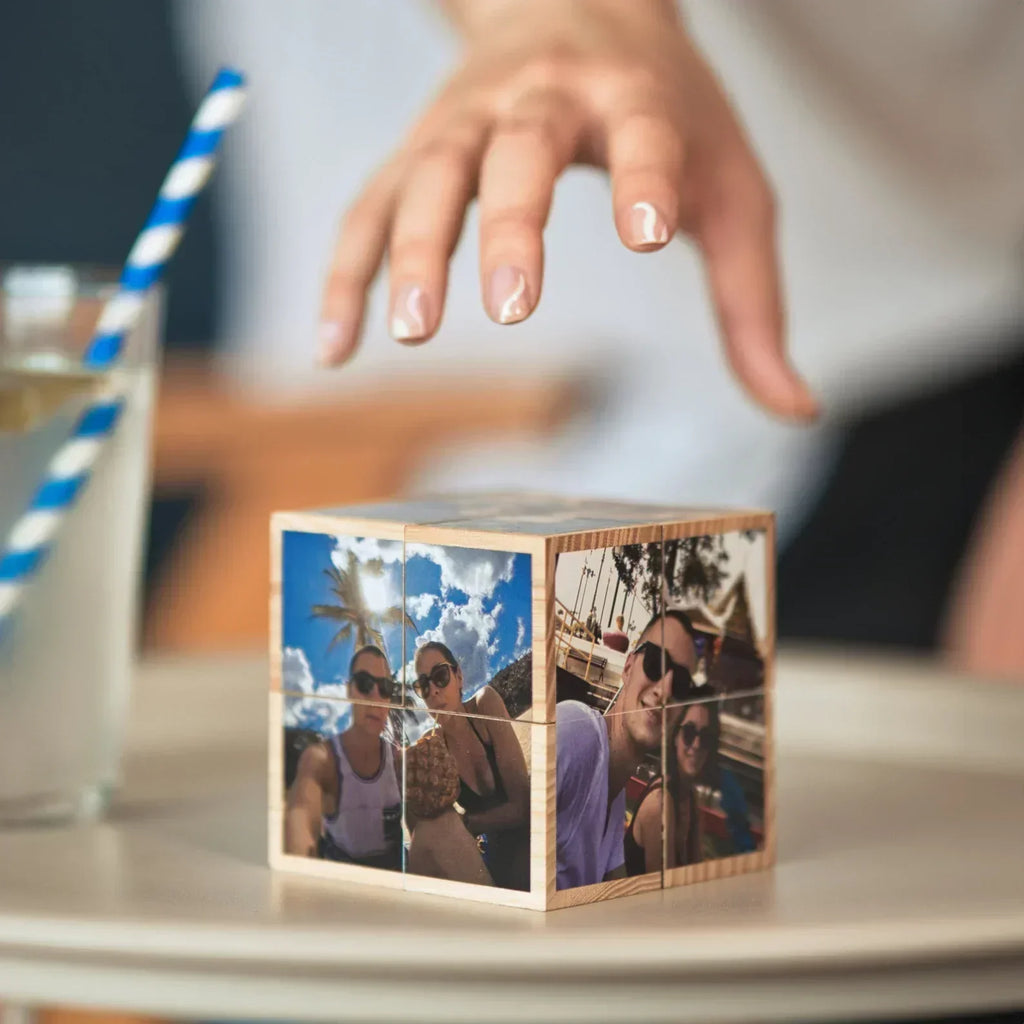 Custom Photo Cube, Photo Cube Album, Wooden and personalized, gift for him her