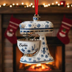 Personalized Kitchen Mixer Ornament, 2D Blue Snowflake Christmas Tree Decoration
