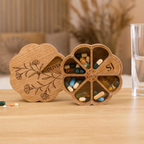Wooden Pill Case 7 Day, Daily Pill Organizer, Pill Container, Weekly Pill Box, Vitamin Organizer