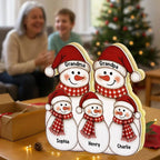 Personalized Christmas Grandma Grandpa & Grandkids Snowman Light Box, Custom Christmas Decor For Grandparents, Mom, Dad, Xmas Family Gifts