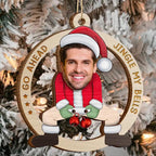 Custom Photo Go Ahead Jingle My Bells Ornament, Funny Santa Husband Gift, Personalized 2-Layered Wooden Christmas Keepsake for Couples