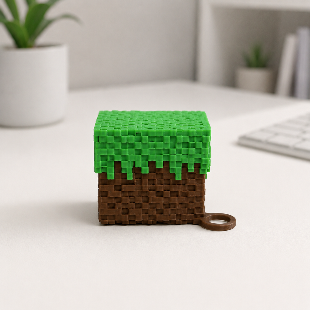 3D Printed Minecraft Grass Block Clicker