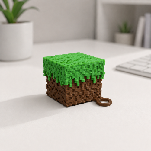 3D Printed Minecraft Grass Block Clicker