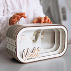 Personalized Wooden Piggy Bank: Montessori Savings Box for Kids