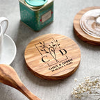 Pair of Personalised Marble & Wood Coasters and Gift Box | Personalized Wedding, Engagement, New Home or 5th Anniversary Gift