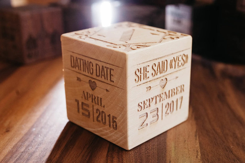 Custom Engraved Wooden Block, Anniversary Mementos, Family Story Ornament, Valentines Day Gift, Gift For New Family