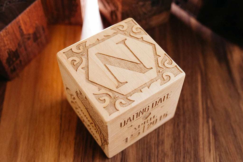 Custom Engraved Wooden Block, Anniversary Mementos, Family Story Ornament, Valentines Day Gift, Gift For New Family