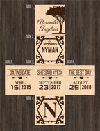 Custom Engraved Wooden Block, Anniversary Mementos, Family Story Ornament, Valentines Day Gift, Gift For New Family
