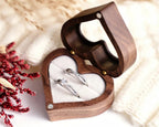 Personalized Wood Ring Box with Acrylic Lid, Engraved Engagement Ring Holder, Heart Ring Bearer Box for Anniversary, Custom Wedding Keepsake