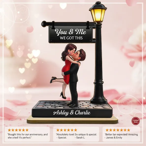 Timeless Love Under The Light - Personalized 2-Layered Wooden Plaque - Heartfelt Anniversary Gift, Wedding Gift For Couple, For Him, For Her