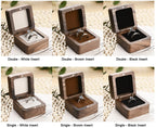 Engraved Wooden Ring Box, Anniversary Gift, Personalized Engagement Ring Box, Proposal Ring Bearer Box, Wood Ring Box For Wedding Ceremony
